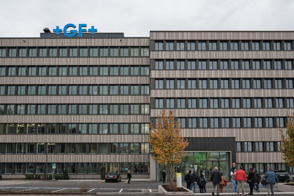 The building exterior of the GF Piping Systems Headquarters in Schaffhausen